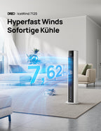 Dreo Turmventilator mit Wasserkühlung, 43” Luftkühler mit Wasserkühlung Leise, 4-Geschwindigkeiten-4-Modi Verdunstungskühler, APP-Steuerung, Eisbeutel, 85° Oszillation, 12-Std. Timer, weiß