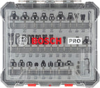 Bosch 30x PRO Fräser-Set gemischt, 30-tlg. (für Weichholz, Hartholz, Ø 4-32 mm, Professional Zubehör Handfräse, Kantenfräse)