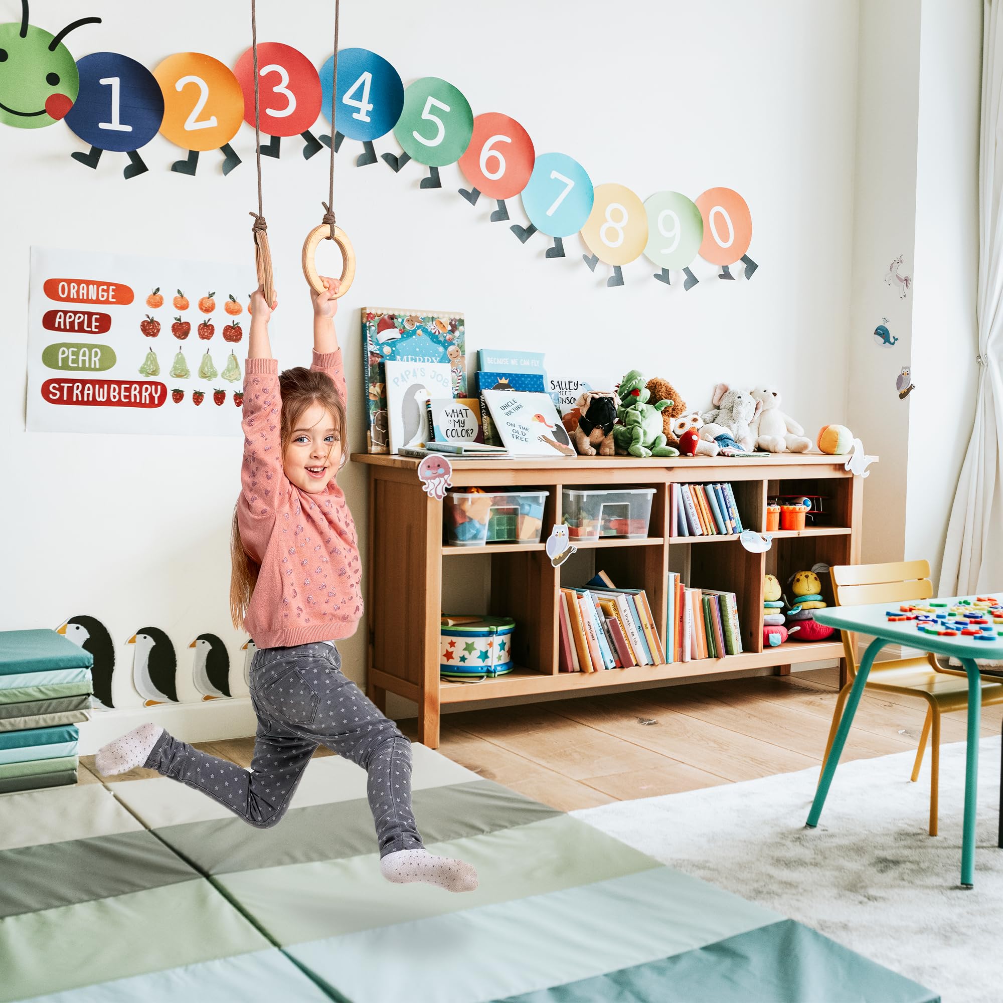Goodevas Kinder Spielset – Indoor Klettergerüst und Outdoor Jungle Gym für Jungen und Mädchen – Kletterleiter und Gymnastikringe, ab 2-12 Jahre