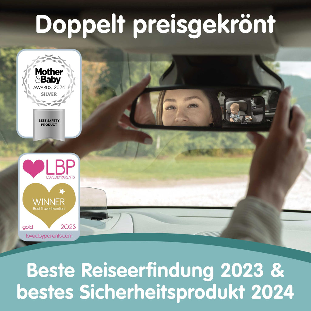 Onco 360° Baby Autospiegel - 2025 Vergleichssieger, 100% bruchsicher & rutschfest, 2024 & 2023 preisgekrönt, klares Sichtfeld, Spiegel Auto Baby Rückbank (17,5 x 24,5 cm)