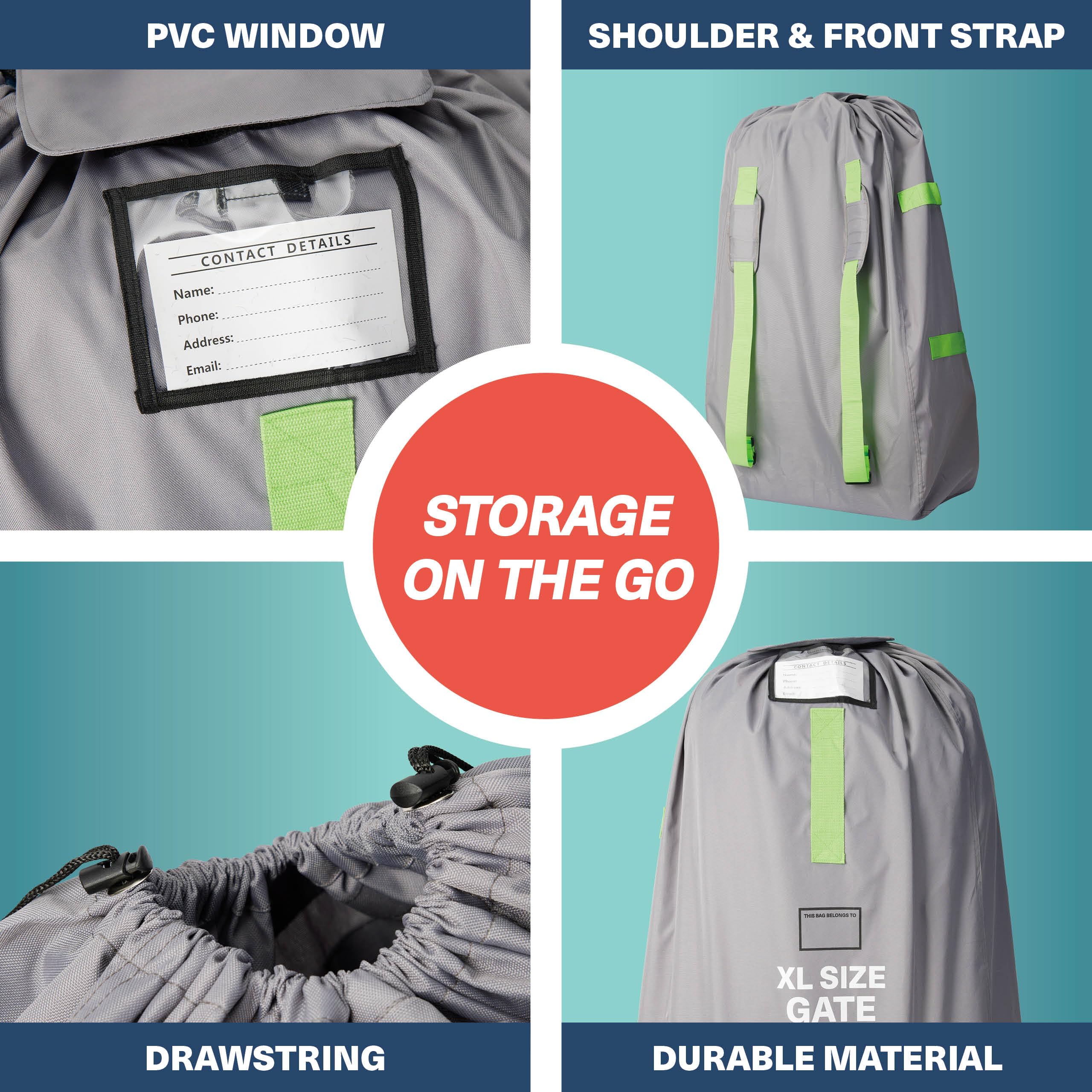 Bramble – XL-Kinderwagentasche fürs Flugzeug – Extra große Kinderwagentasche für Flugreisen – Wasserabweisende Doppel-Kinderwagen-Abdeckung für die Gate-Kontrolle (Grau)