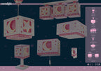 Dalber Lampe kinderzimmer, kinderlampe Pendelleuchte Hängelampe, Deckenleuchte Kinder, Deckenlampe kinderzimmer, Mond und Sterne Rosa MoonLight, 63232S, E27