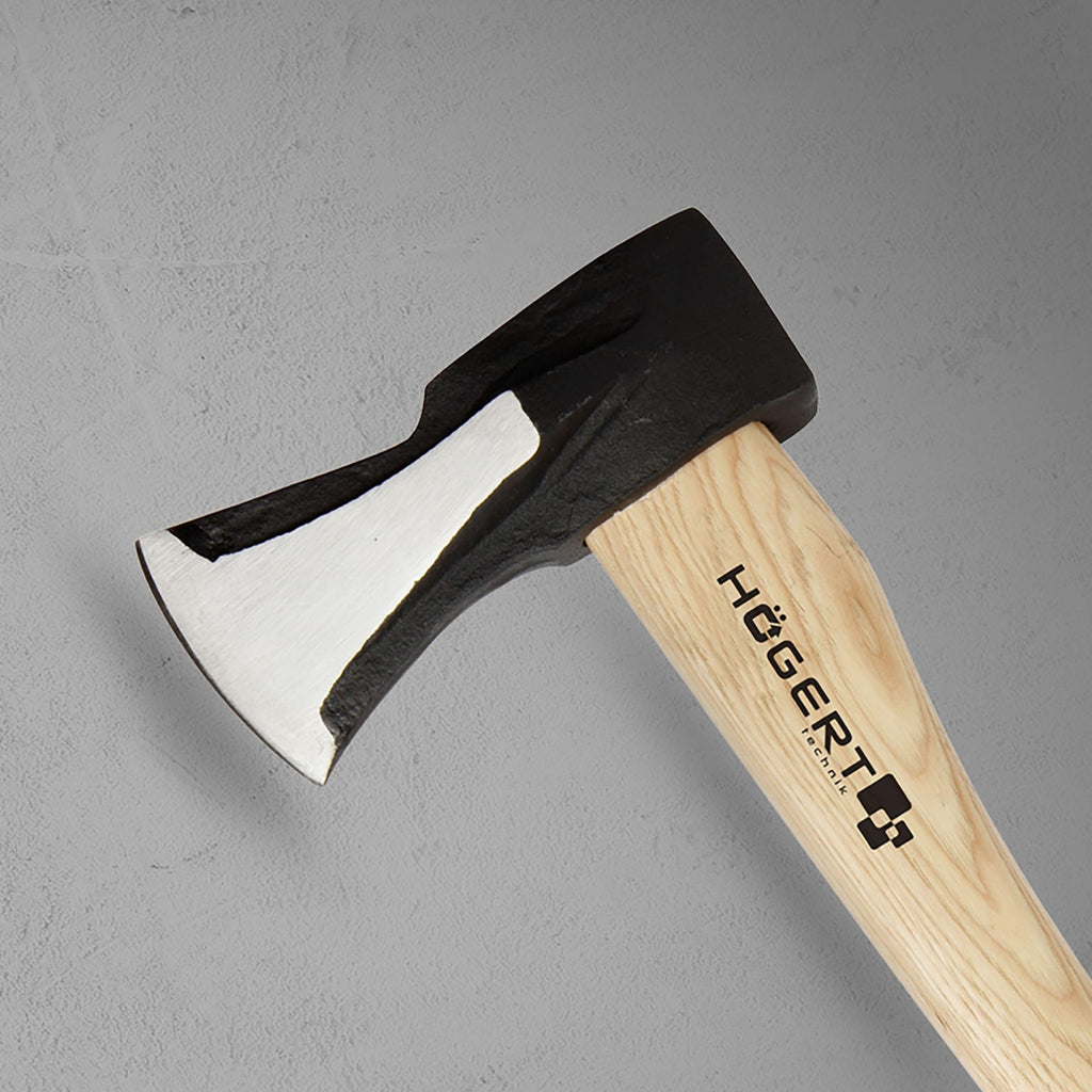 HÖGERT TECHNIK Spaltaxt 2000g, Hickory-Holzgriff, gehärteter Stahl, 47-55 HRC, UV-Beschichtung, Keilbefestigung, extra Stabilität, ideal zum Spalten von Baumstämmen und Holz