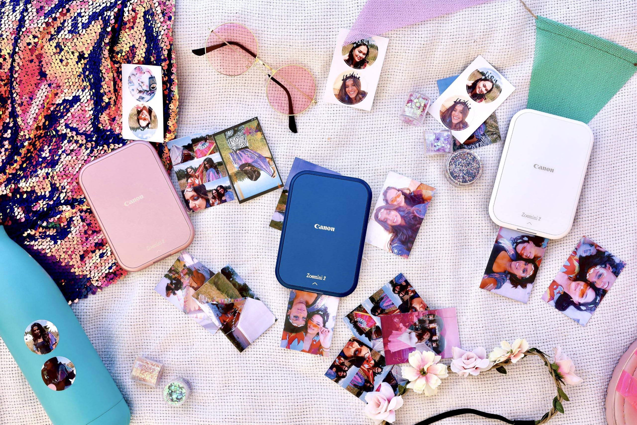 Canon Zoemini 2 perlweiß Mini Fotodrucker mobil tragbar unterwegs Hosentasche (Fotodruck 5x7,6 cm, kabelllos, für Smartphone + Tablet, eingebauter Akku, App, Bluetooth) [+ 10er Zink Druck-Set]