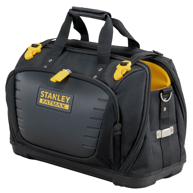 STANLEY FatMax Werkzeugtasche/Tragetasche für Werkzeug mit Fächern Quick Access (mit 4 Fächern, aus 600 x 600 Denier Nylon, mit Kunststoffboden & gepolstertem Schultergurt) FMST1-80147
