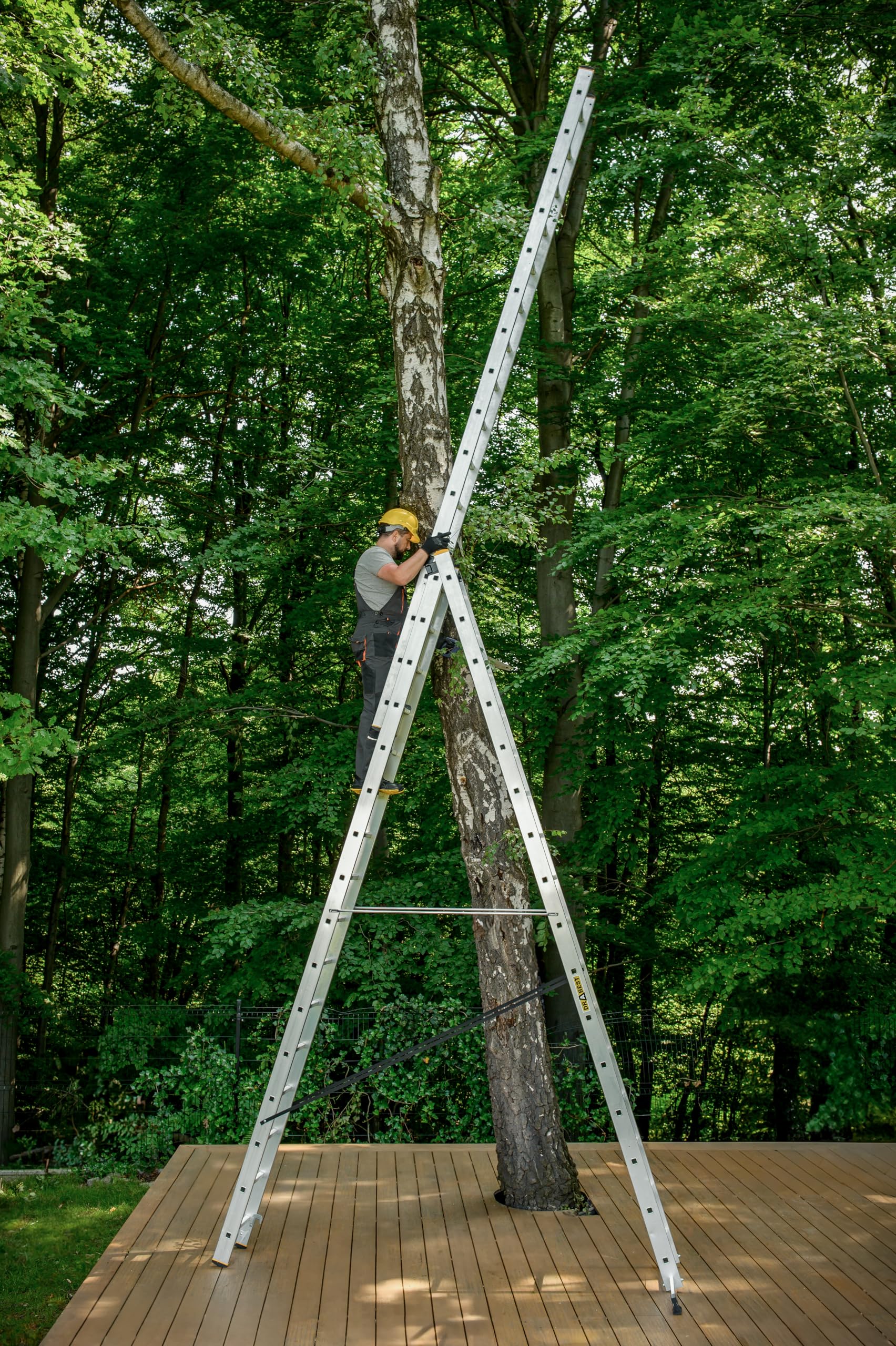 DRABEST Leiter PRO Serie Aluleiter 3-teilig Mehrzweckleiter 3x16 Stufen Leiter Multifunktionsleiter Kombileiter bis 150 kg Beslastbar - Arbeitshöhe 10,83 m - inkl. Eimerhaken