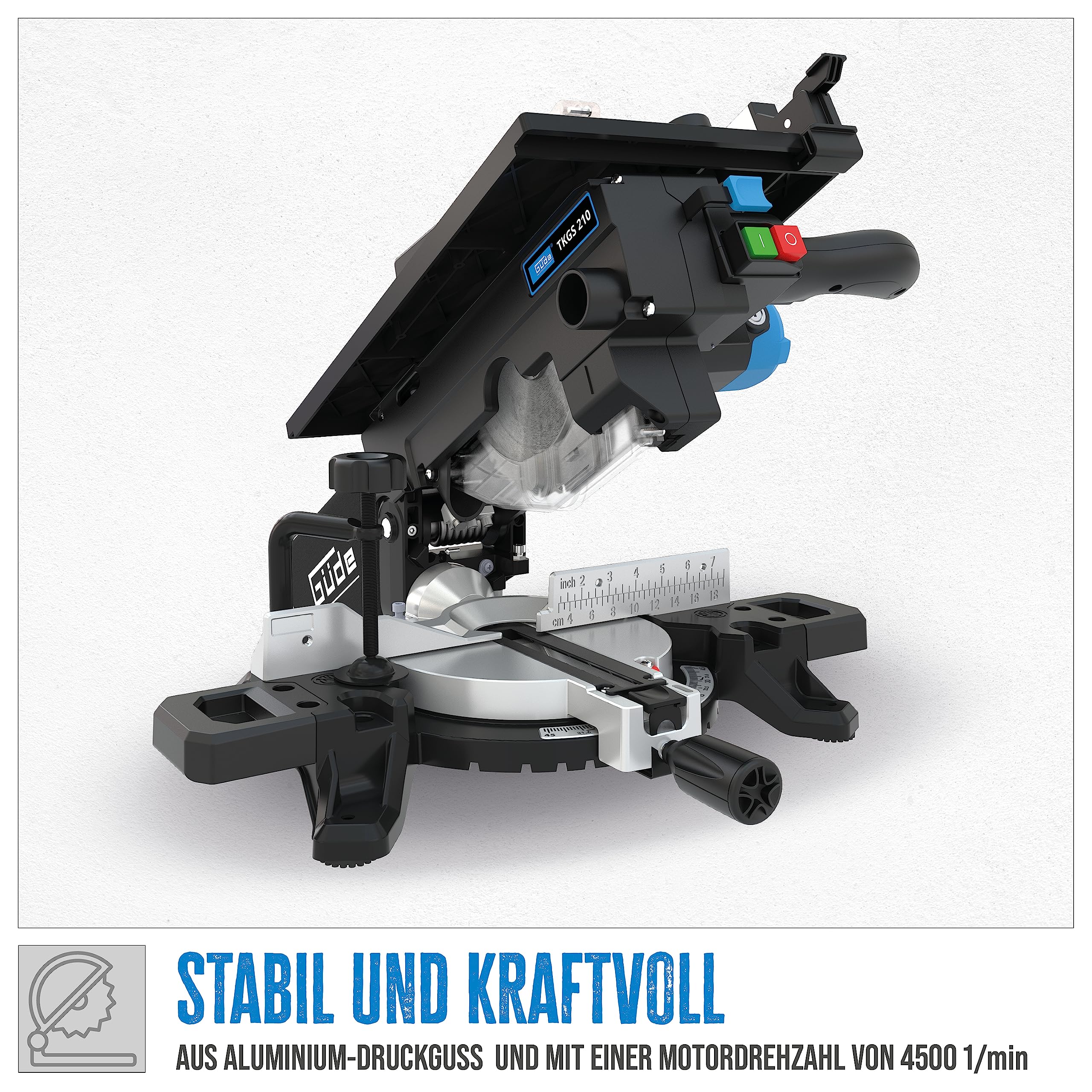 Güde 55270 Tisch- & Kappsäge TKGS 210 (2 in 1, Kapp- und Gehrungssäge & Tischkreissäge, 1500 Watt, 210 mm Sägeblatt, Laser)