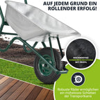 Juskys Schubkarre 100L, 210 kg – mit verzinkter Wanne, Luftreifen & Metall Felge, stabile Garten Schubkarre & Schiebkarre – Transportkarre Garden Silber