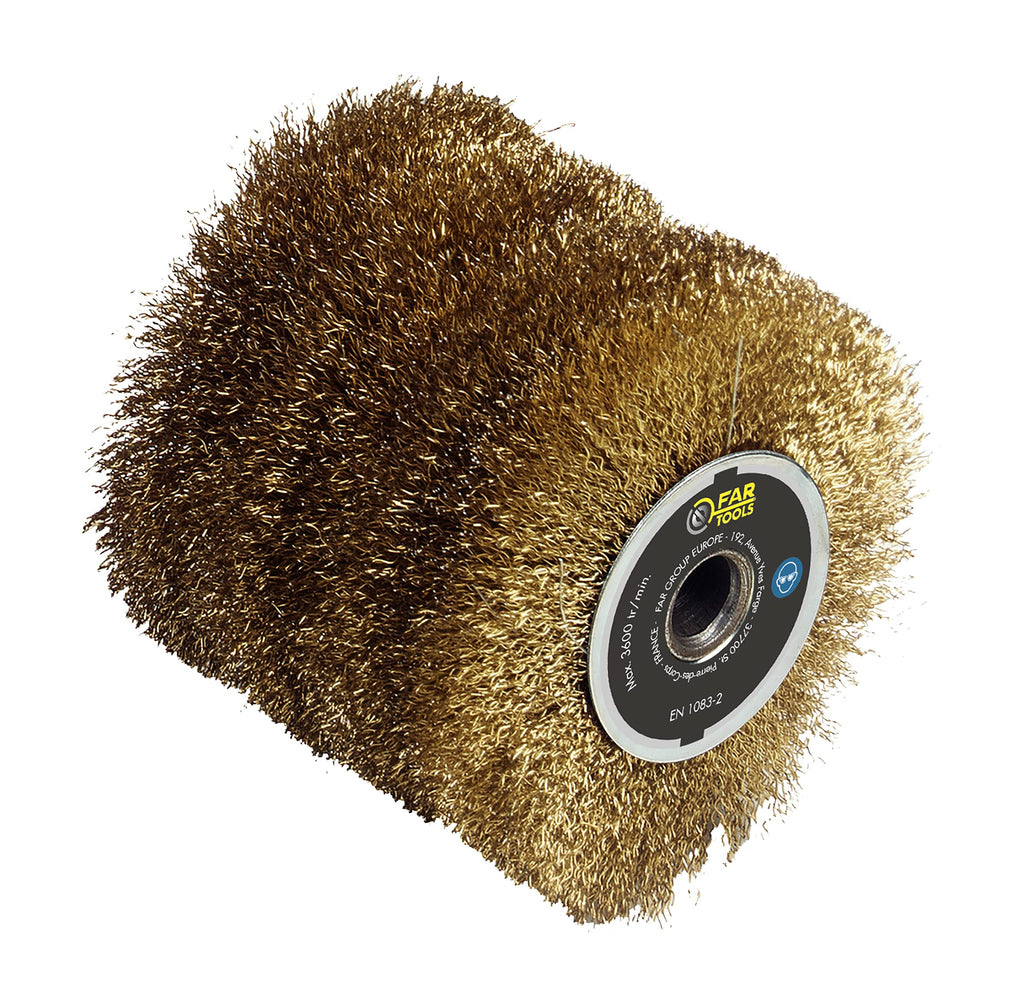 Fartools 110885 Bürste mit Messingdraht, 0,3 mm, Ø 120 mm, L 100 mm, kompatibel mit Renovierer REX120, REX200 und REX-H200 zum Abbeizen/Entgraten