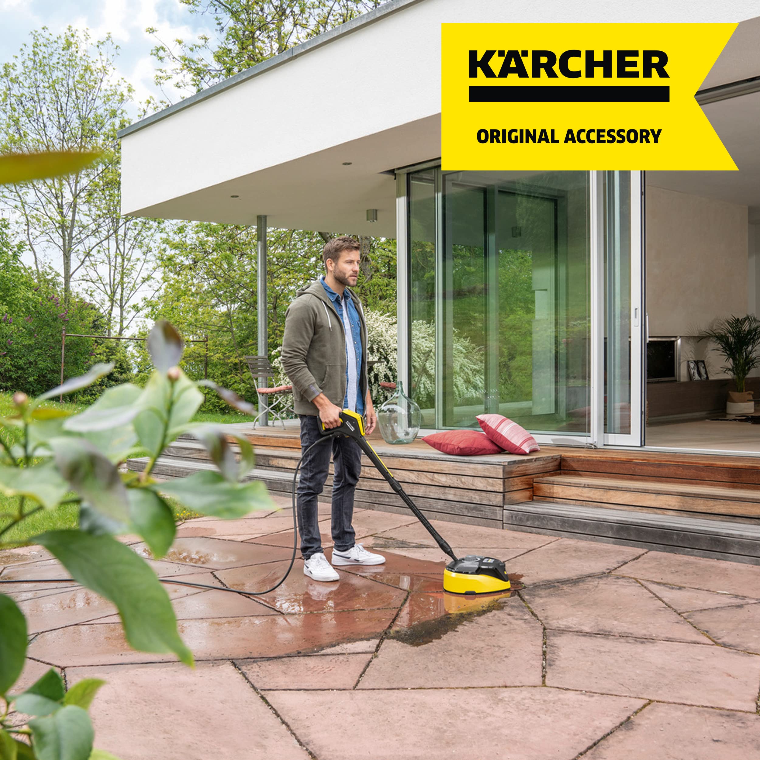 Kärcher Flächenreiniger T-Racer T 7 Plus (Spritzwasserschutz, für große Flächen, zwei Flachstrahldüsen, Handgriff für senkrechtes arbeiten, Powerdüse, Spüldüse)