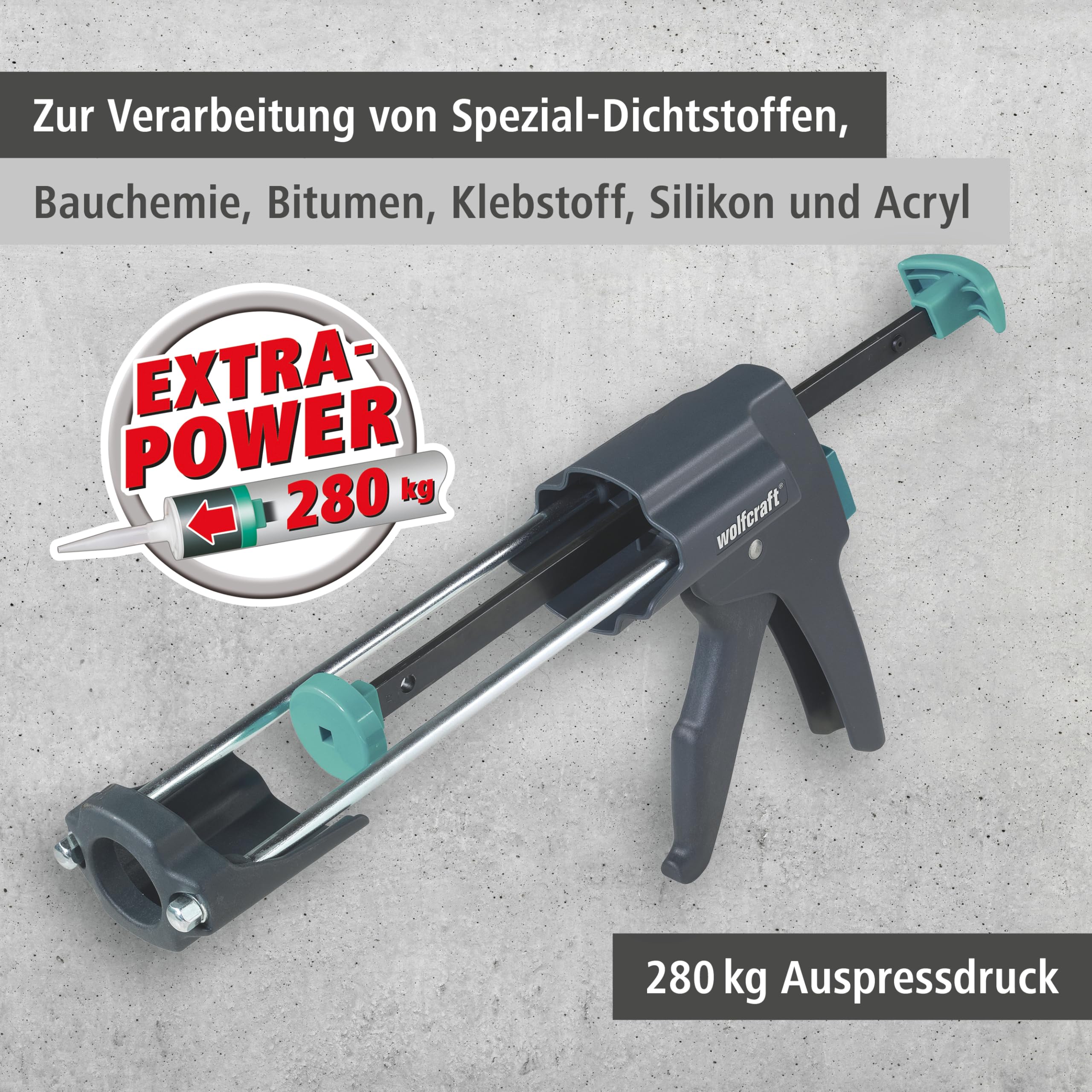 wolfcraft MG 600 PRO mechanische Kartuschenpresse 4356000 I Kartuschenpistole in Profi-Ausführung mit besonders hohem Anpressdruck I Für 310 ml Kartuschen geeignet