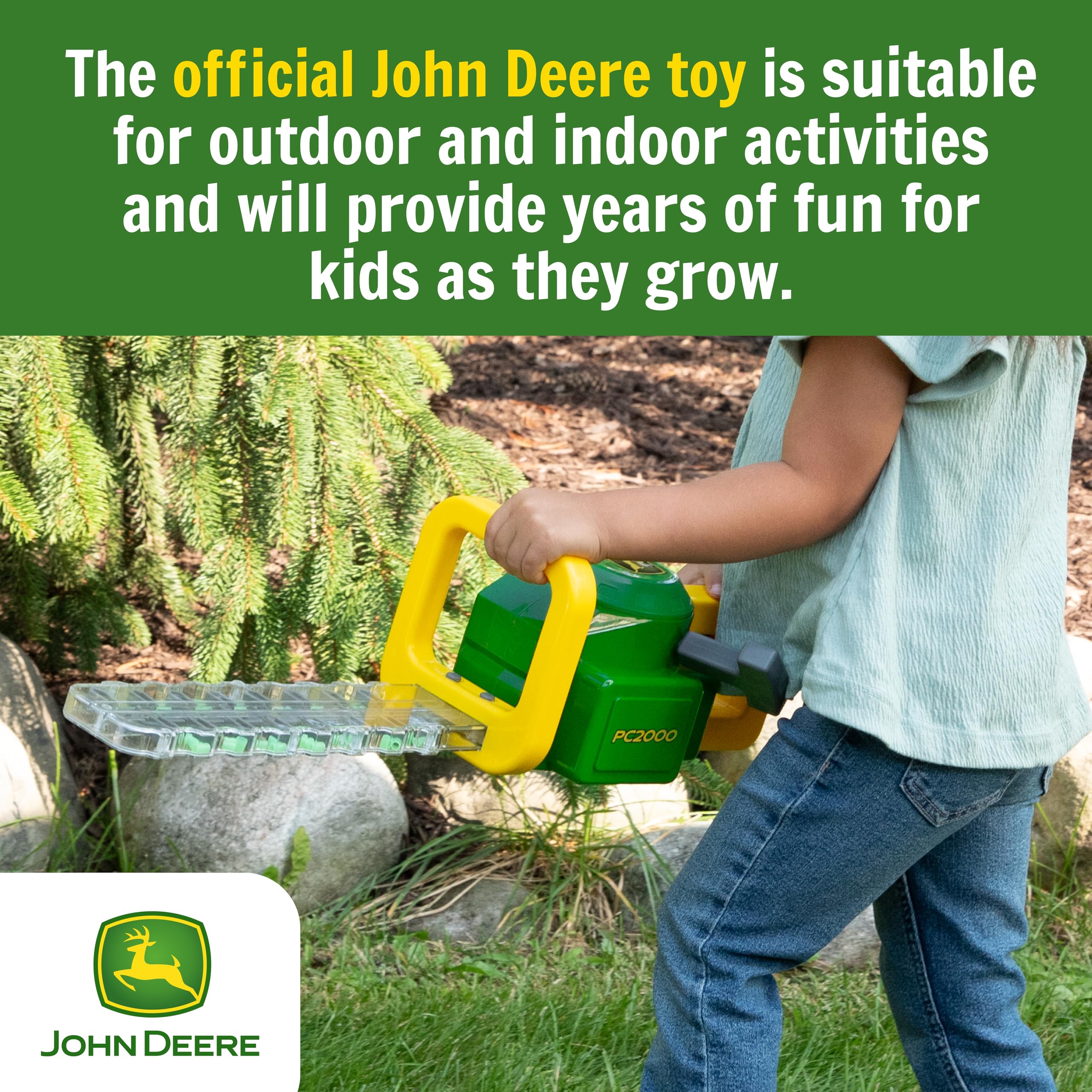 TOMY John Deere Heckenschere – Gartenspielzeug ohne Batterien mit realistischer Mechanik & Soundeffekten – Für Kinder ab 18 Monaten