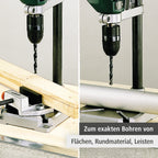 wolfcraft Bohrständer mit Schraubstock - 3406301 - praktisches Set zum exakten Bohren von Flächen, Rundmaterial, Leisten