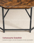 VASAGLE Eckschreibtisch, L-förmiger Computertisch, 149 x 149 x 76 cm, platzsparender Bürotisch, Homeoffice, Gaming, vintagebraun-tintenschwarz LWD73X