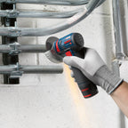 Bosch Professional 12V System Akku Winkelschleifer GWS 12V-76 (inkl. 2x Trennscheibe Expert for Inox, 1x Hartmetall - Trennscheibe Carbide Multi Wheel, 2x Einlage, L-BOXX, ohne Akku/ Ladegerät)
