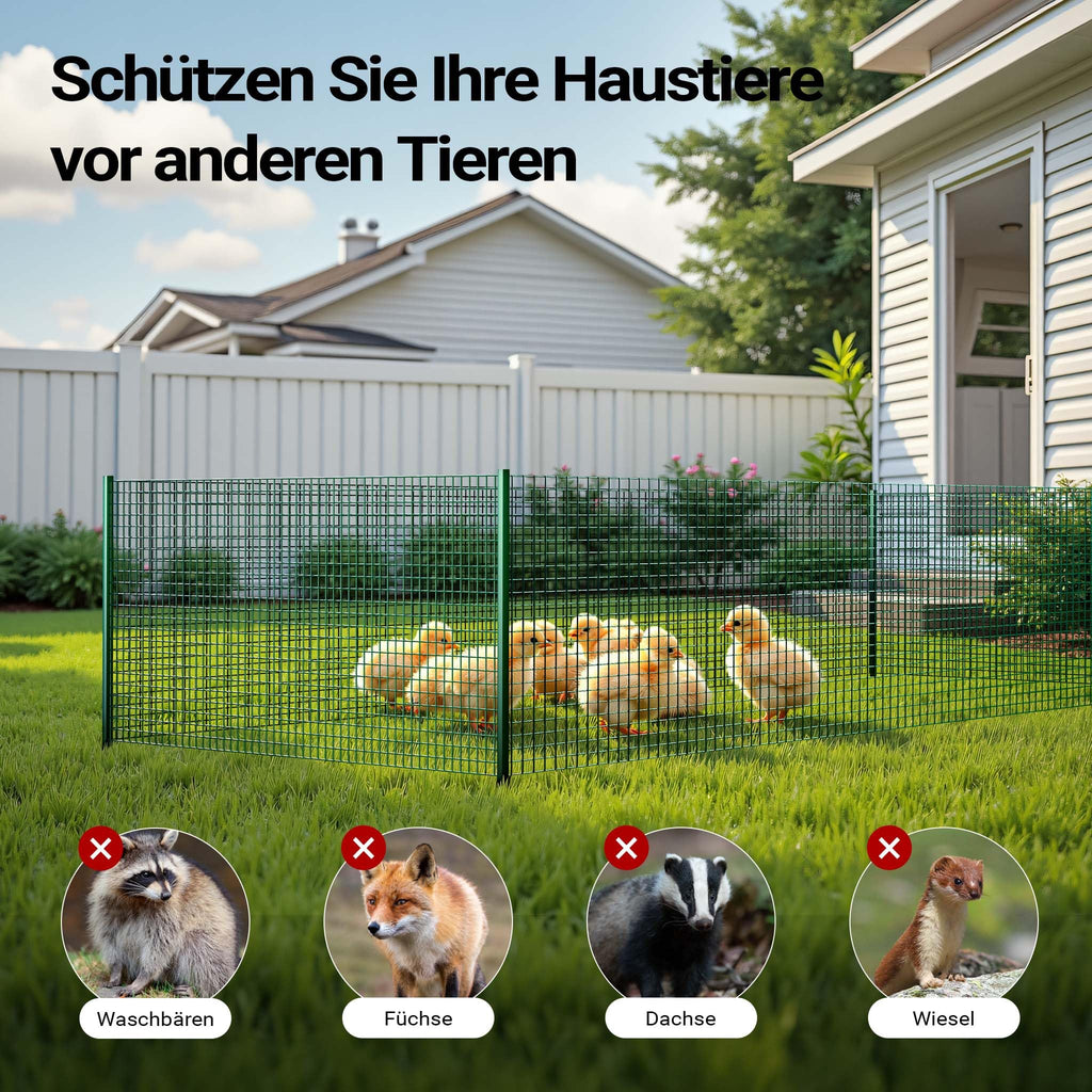 Wiltec Maschendrahtzaun Grün Verzinkt 1x10 m Rostbeständig Gartenbereich Tierhaltung