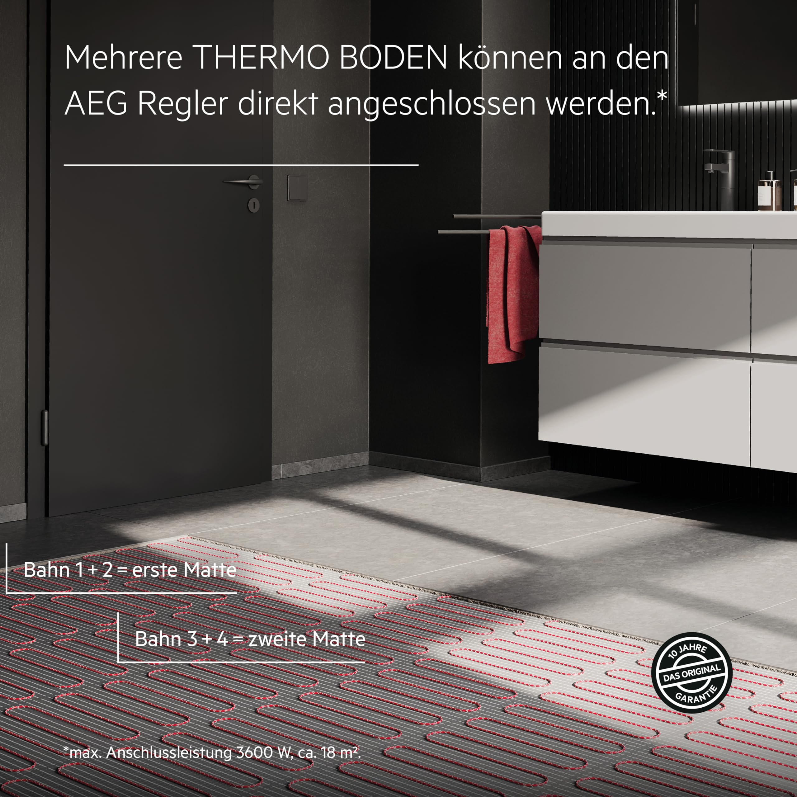 AEG elektrische Fußbodenheizung, Komplettset 3 m², 200 W/m², Turbo Thermo Boden TBS TC 200/3 Set Plus, 205820