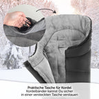 Zamboo Fußsack für Joie Buggy Sportwagen (passend für Litetrax, Mytrax, Chrome) - Winterfußsack für Kinderwagen, mit Reflektor, Kapuzenfunktion & Tasche - Schwarz