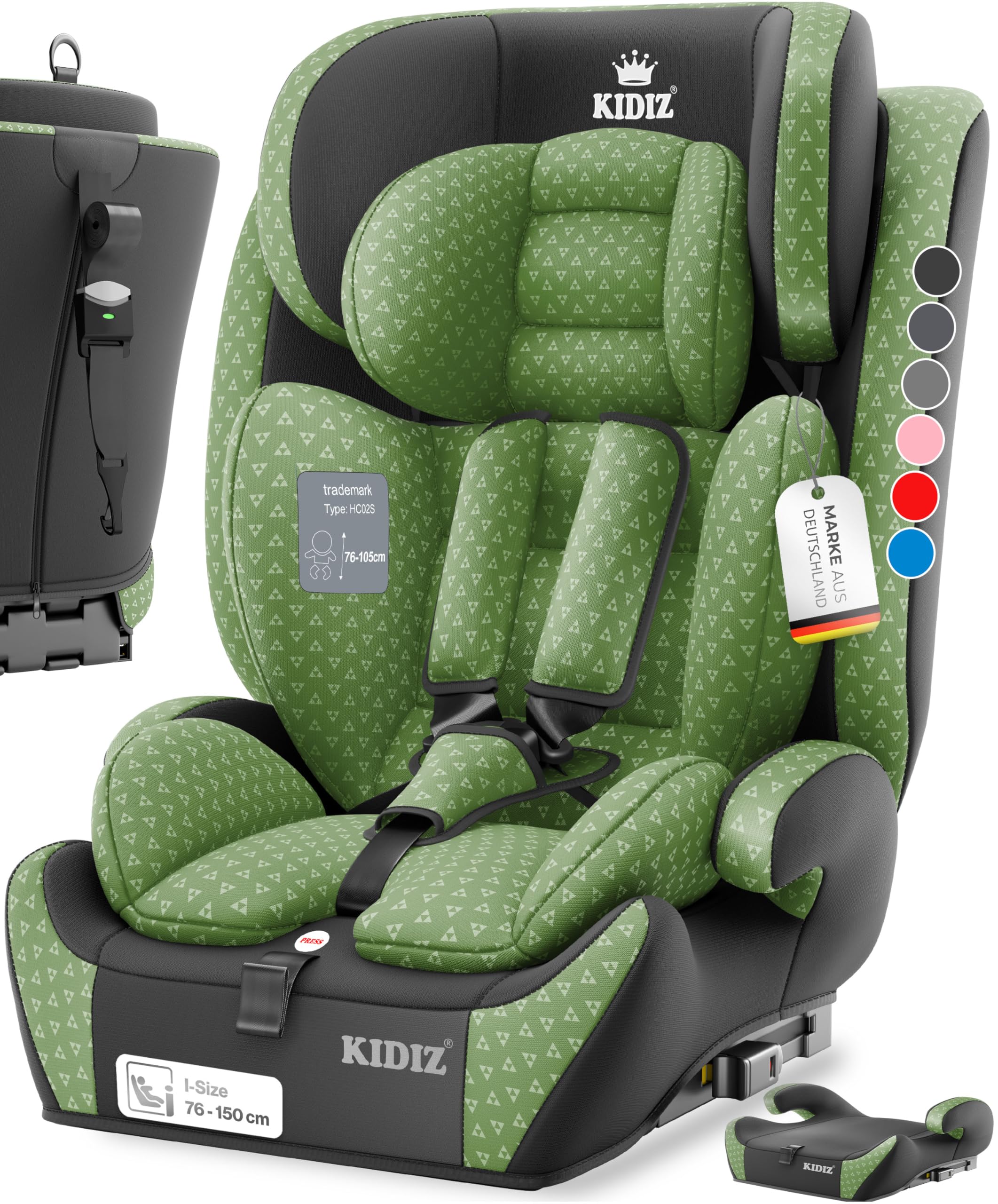 KIDIZ® Autokindersitz Triangle Premium Kindersitz mit Isofix Kinderautositz | Autositz Sitzschale | 9 kg - 36 kg 1-12 Jahre | Gruppe 1/2/3 | universal | zugelassen nach ECE R129/03