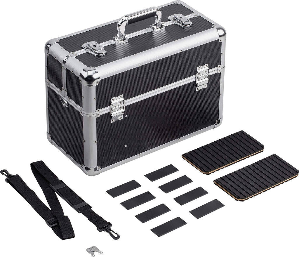 Meister Mehrzweckkoffer 450 x 320 x 225 mm - Extra viel Stauraum - Einteilbare Kleinteilfächer & Stehfach - Abschließbar - Inklusive 2 Schlüssel & Tragegurt / Kosmetikkoffer / 9095050, Beige