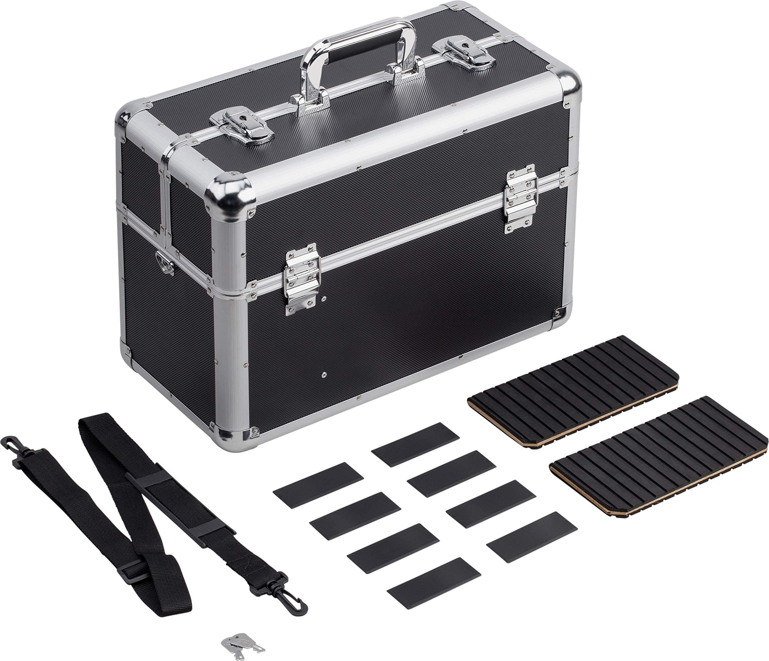 Meister Mehrzweckkoffer 450 x 320 x 225 mm - Extra viel Stauraum - Einteilbare Kleinteilfächer & Stehfach - Abschließbar - Inklusive 2 Schlüssel & Tragegurt / Kosmetikkoffer / 9095050, Beige