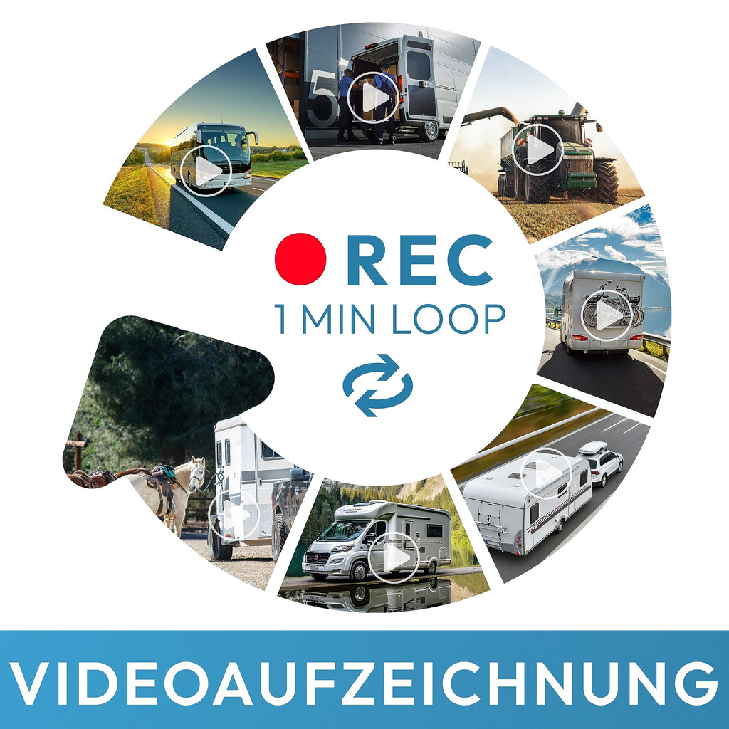 VSG24 7“ Element HD 2 Kameras Funk Rückfahrsystem Akku Magnet für Wohnmobil & LKW, KFZ Set kabellos inkl. Rückfahrkamera + Monitor, DIY Nachrüstung 12V-24V, Kamera digital, Auto Rückspiegel