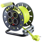 Masterplug Pro-XT Kabeltrommel Verlängerungskabel mit 4 Steckdosen, Wickelkurbel, Thermoschutz und Netzschalter, 25 Meter gut sichtbares Kabel