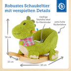 Bieco Plüsch Schaukeltier Dino | Kinder Schaukelstuhl mit Sicherheitsgurt | Schaukel Kleinkind | Schaukeltier Baby Zimmer | Baby Schaukelwippe ab 9 Monate | Schaukelpferd Holz