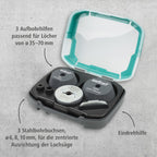 wolfcraft Aufbohrhilfe-Set für Lochsägen I 5953000 I Vorhandene Lochbohrungen erweitern I größere Spots in die Decke einbauen I Einbauhilfe für Halogenstrahler - Zentrierhilfe