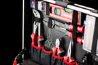 Meister Werkzeugtrolley 156-teilig - Werkzeug-Set-Mit Rollen- Teleskophandgriff/Profi Werkzeugkoffer befüllt/Werkzeugkiste fahrbar /Werkzeugbox komplett mit Werkzeug, Schwarz/Silber, 8971440