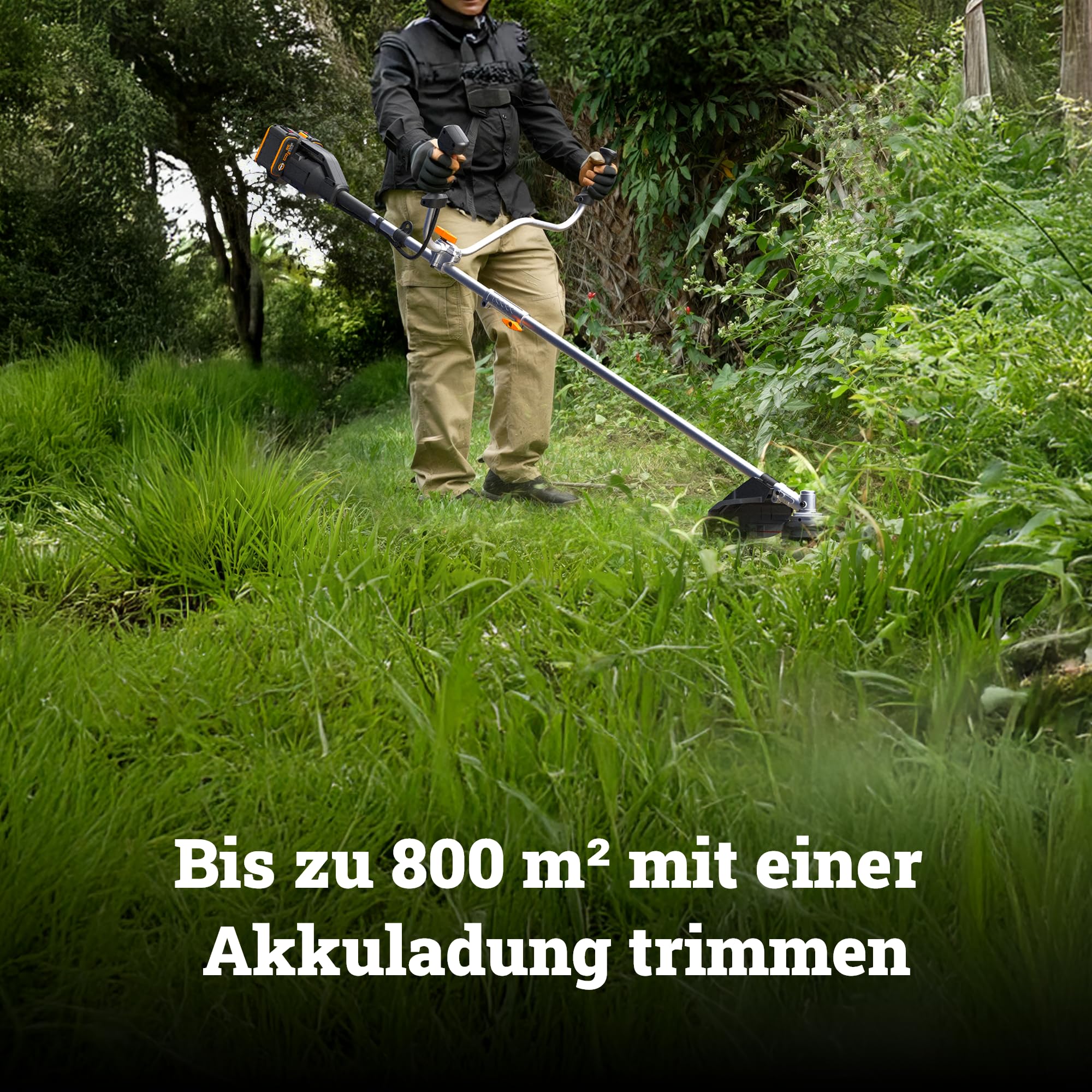 WORX WG084E.9 Akku-Sense 40V - Brushless Motor - 38 cm Trimmdurchmesser & 25,5 cm Messerdurchmesser - Zweihandgriff - Doppelfaden-System - leichtes & kompaktes Design - ohne Akku & Ladegerät