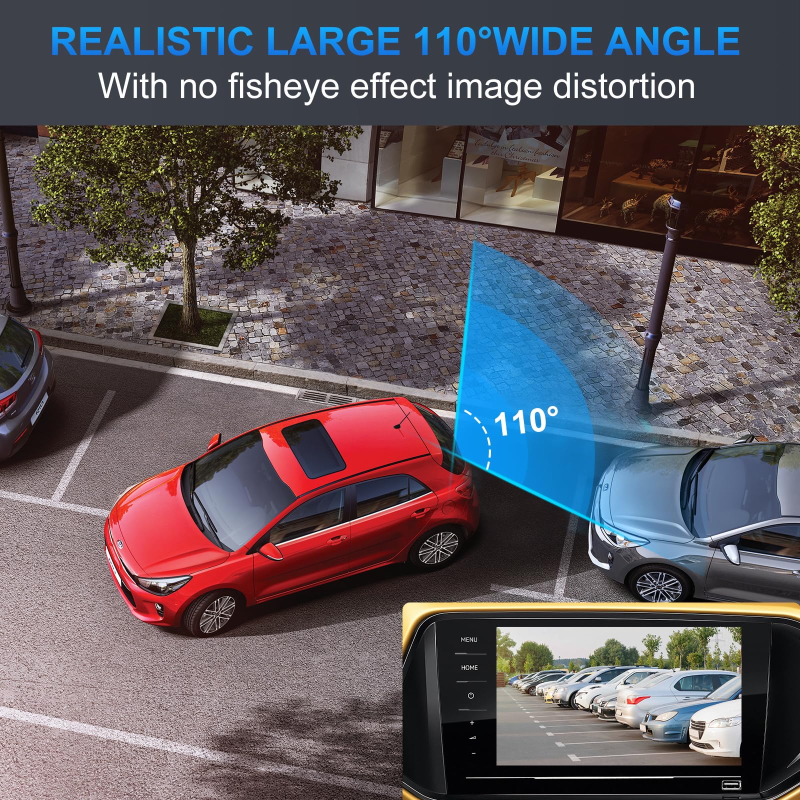PARKVISION Rückfahrkamera Auto Flexible Einbaulage erlaubt Rückfahrkamera Nachrüsten mit invertiertem Bild vertikally und Parklinie optional