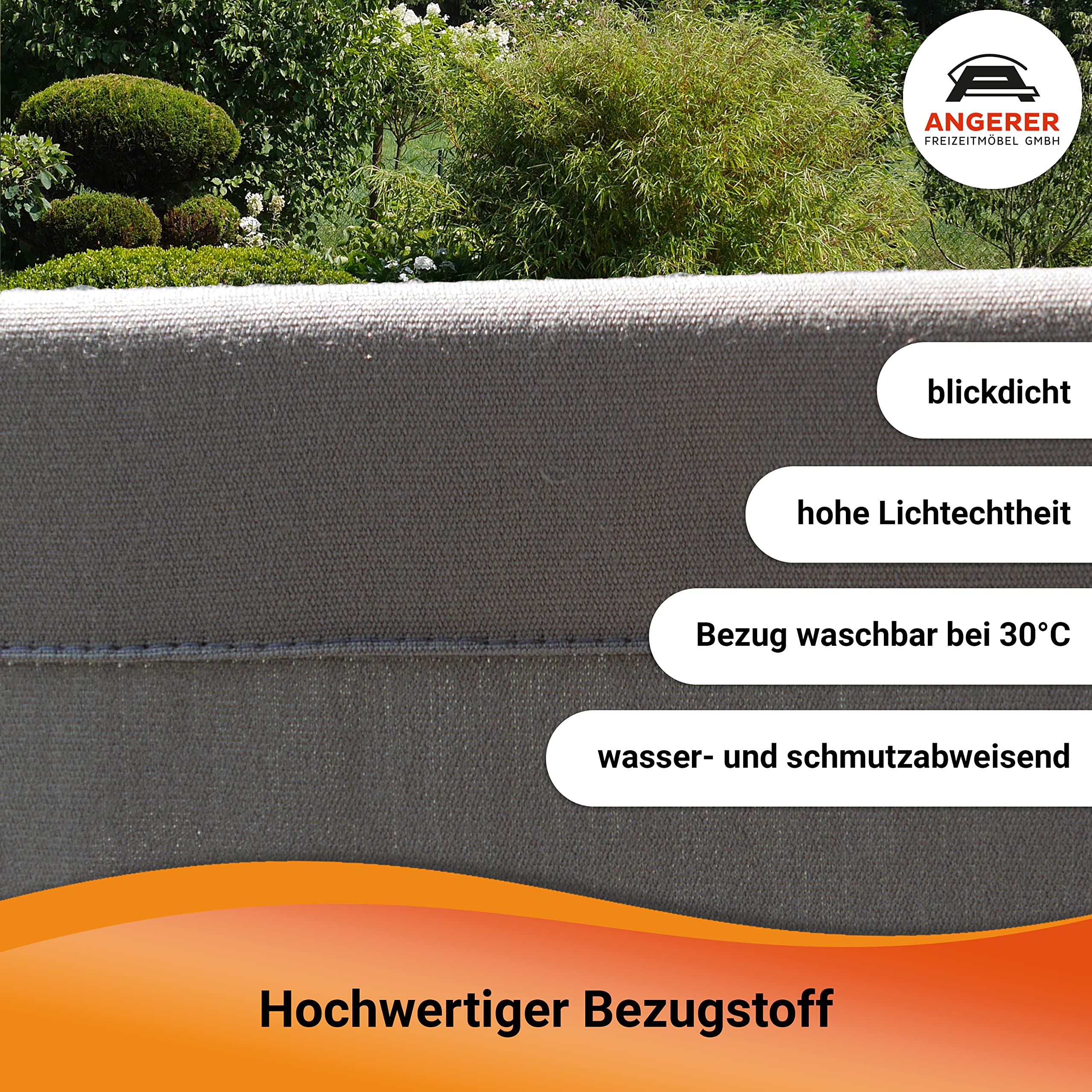 Angerer Stellwand 178 x 178 cm, Sicht- & Sonnenschutz, Raumtrenner, Innen & Outdoor Büro Balkon/Terrasse, Schlafzimmer, Garten, Made in Germany, waschbare Bezüge, Polyacryl hellgrau
