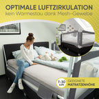 RAWVEL® Bettgitter grau [2m] - Labor geprüft - Rausfallschutz Bett [Eine Seite] - Bettschutzgitter für Kinder & Elternbetten - Inkl. Deutscher Aufbauanleitung & Aufbauvideo