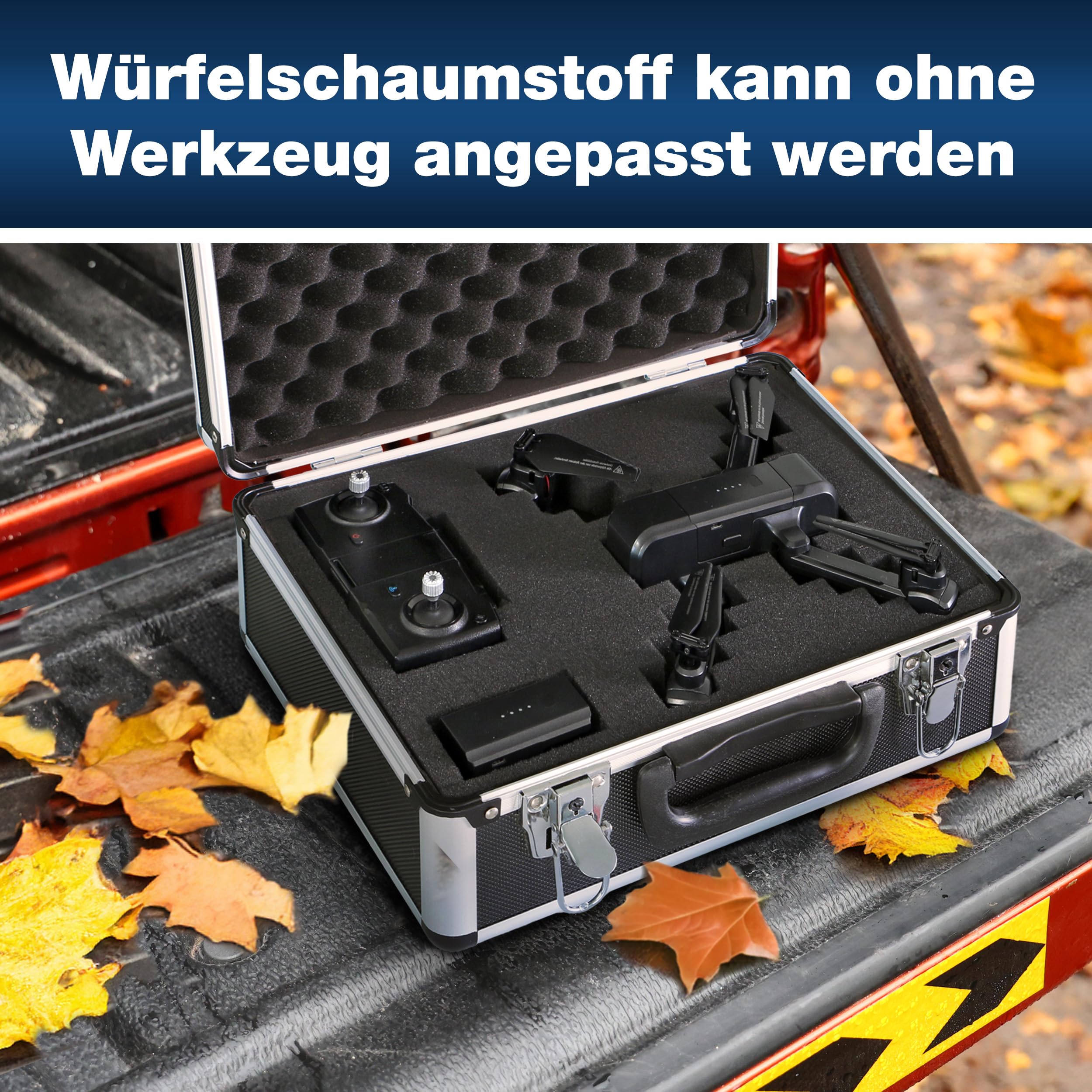 PeakTech Universalkoffer P 7300 – abschließbarer Universal-Transportkoffer mit Würfelschaumstoff – tragbarer Fotokoffer – robuster Koffer mit Schutz vor Regen und Staub – M (320 x 250 x 150 mm)