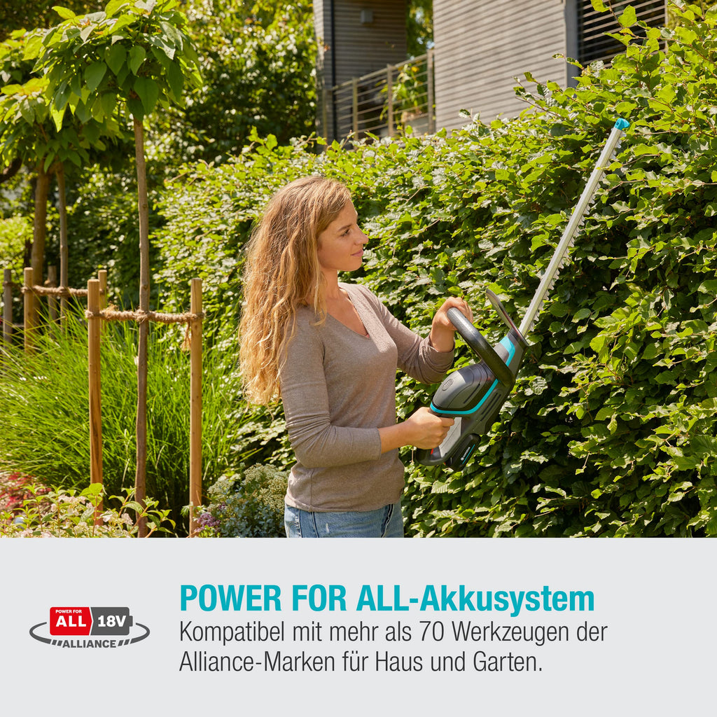 Gardena Akku-Heckenschere ComfortCut 60 18V P4A Ready-to-Use Set: Heckenschneider mit ergonomischem Griff und Anschlagschutz, geringes Gewicht für bessere Handhabung, inkl. 18V P4A Akku (14731-20)