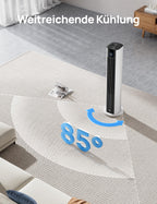 Dreo Turmventilator mit Wasserkühlung, 43” Luftkühler mit Wasserkühlung Leise, 4-Geschwindigkeiten-4-Modi Verdunstungskühler, APP-Steuerung, Eisbeutel, 85° Oszillation, 12-Std. Timer, weiß