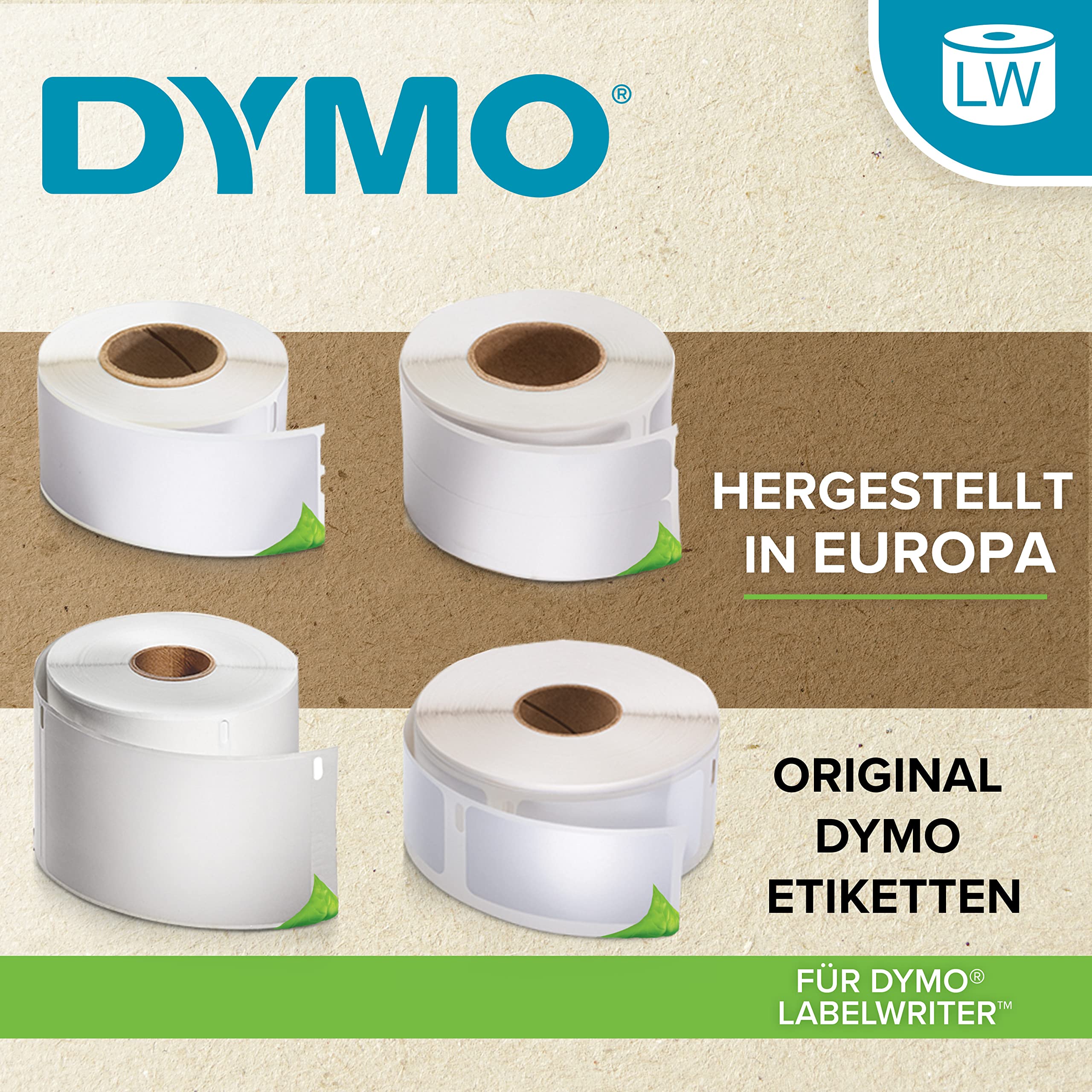 DYMO Original LabelWriter Hochleistungs-Etiketten | 32 mm x 57 mm | weißes Kunststoff-Etikett | Rolle mit 800 Etiketten | für LabelWriter-Beschriftungsgerät