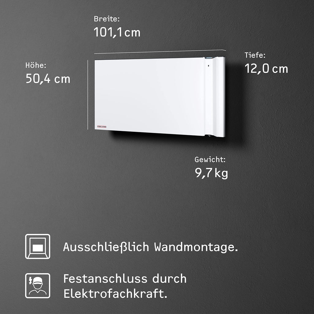 STIEBEL ELTRON Duo Wandkonvektor CND 150, 1,5 kW für ca. 20 m², LC-Display, Wochentimer, Elektroheizung energiesparend, ohne Stecker, 230V Festanschluss, 234815