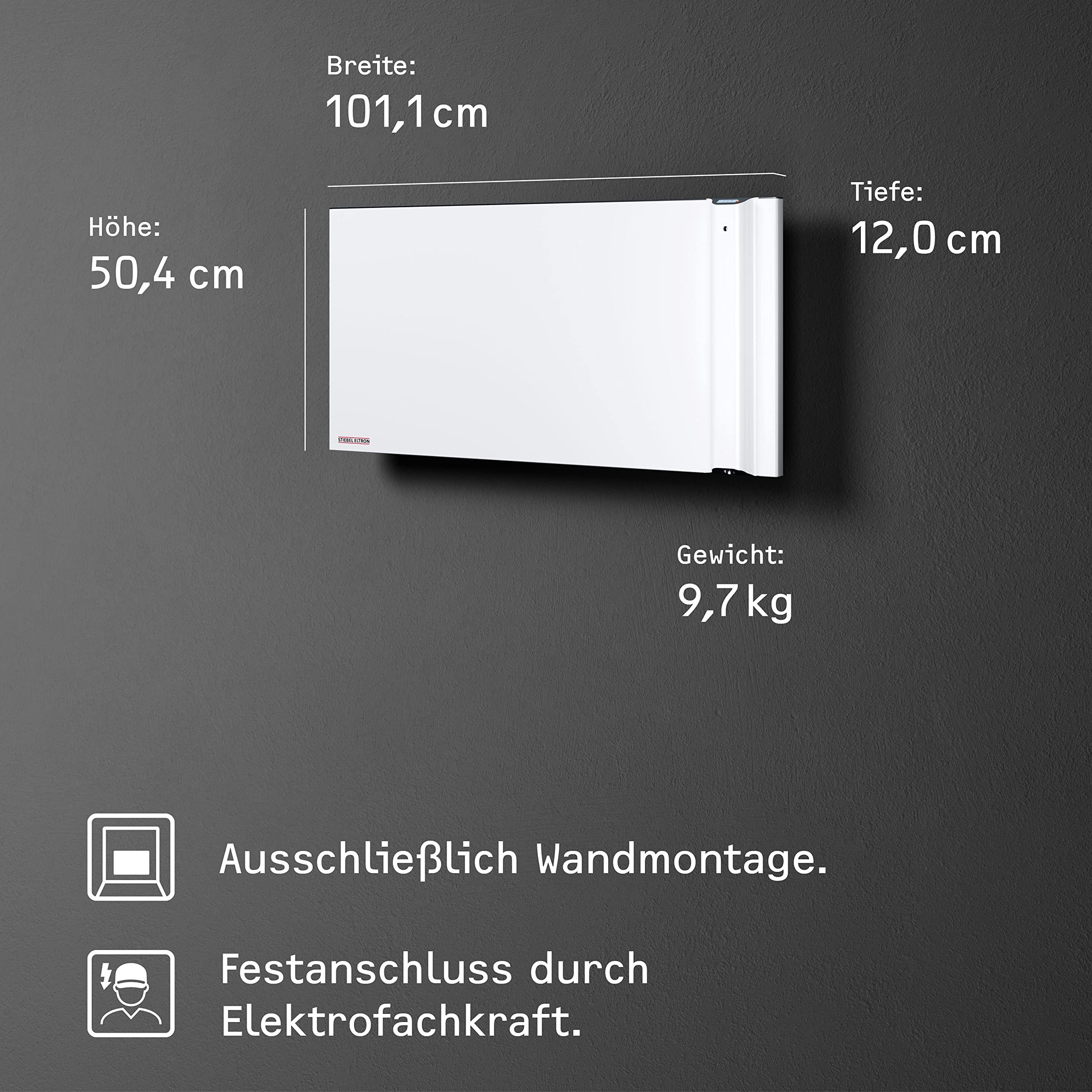 STIEBEL ELTRON Duo Wandkonvektor CND 150, 1,5 kW für ca. 20 m², LC-Display, Wochentimer, Elektroheizung energiesparend, ohne Stecker, 230V Festanschluss, 234815