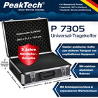 PeakTech Universalkoffer P 7305 – abschließbarer Universal-Transportkoffer mit Würfelschaumstoff – tragbarer Fotokoffer – robuster Koffer mit Schutz vor Regen und Staub – Groß (405 x 330 x 150 mm)
