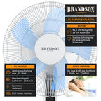 Brandson - DC Standventilator energiesparend ECO - Fernbedienung - Brushless Silent Motor, sehr leise – Preisträger 2025-80° Oszillation - Ventilator Timer – 12 Stufen - LED Display