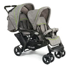 CHIC 4 BABY - Geschwisterwagen DUO mit Tragetasche und Regenschutz, Geschwisterkinderwagen für zwei Kinder, Zwillingswagen, Zwillingsbuggy, Tandemkinderwagen, Tandembuggy, Kinderwagen, Jeans grau