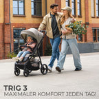Kinderkraft TRIG 3 Kinderwagen, Kinderbuggy, Liegewagen, Sportwagen, Buggy, Zusammenklappen, Breite und tiefe Sitz, mit Liegeposition, 4 Rad Dämpfung, Große Dach, 5-Punkt-Gurt, bis zu 25 kg, Grau