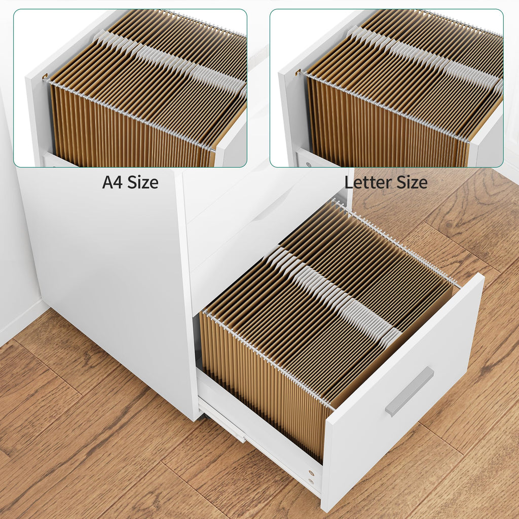YITAHOME Rollcontainer mit 4 Schubladen, Mobiler Aktenschrank mit Rädern, Bürocontainer Schubladenschrank Rollschrank Rollwagen, Schubladenkommode für Zuhause Büro, Hängeregisterschrank (Weiß)