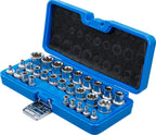 BGS 70099 | Steckschlüssel-Einsatz-Satz, E-Profil | Antrieb Innenvierkant 6,3 mm (1/4")/12,5 mm (1/2") | SW E4-E24 | 28-tlg.