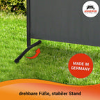 Angerer Stellwand 178 x 178 cm, Sicht- & Sonnenschutz, Raumtrenner, Innen & Outdoor Büro Balkon/Terrasse, Schlafzimmer, Garten, Made in Germany, waschbare Bezüge, Polyacryl hellgrau