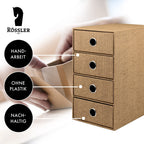 Rössler SOHO 4er Schubladenbox aus Papier | Büro Organizer Schreibtisch | Schubladen Organizer Büro Zubehör & Bürobedarf | Schreibtisch Organizer Box | 18 x 25 x 32 cm | 1 Stück | Farbe: Haselnuss