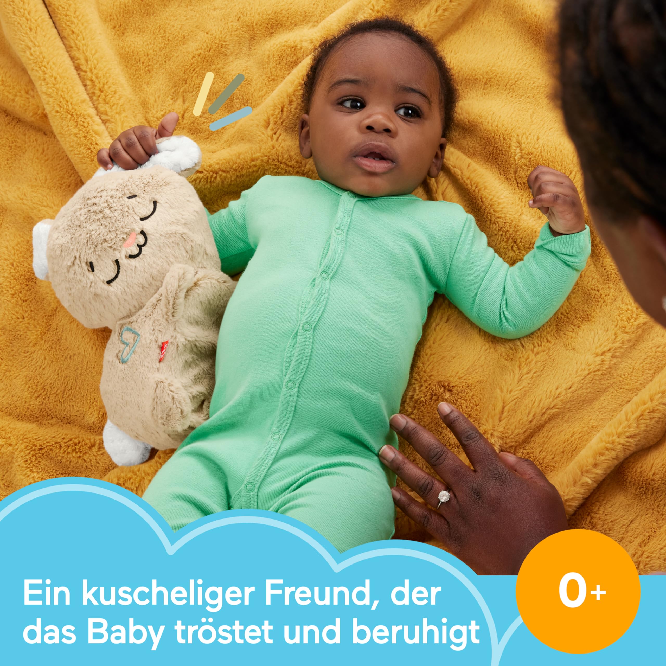 Fisher-Price Schlummer Häschen - tragbares Plüschspielzeug mit Musik und Licht für Neugeborene, Baby Spielzeug ab Geburt, Babyparty und Neugeborenen Geschenk, HXG97