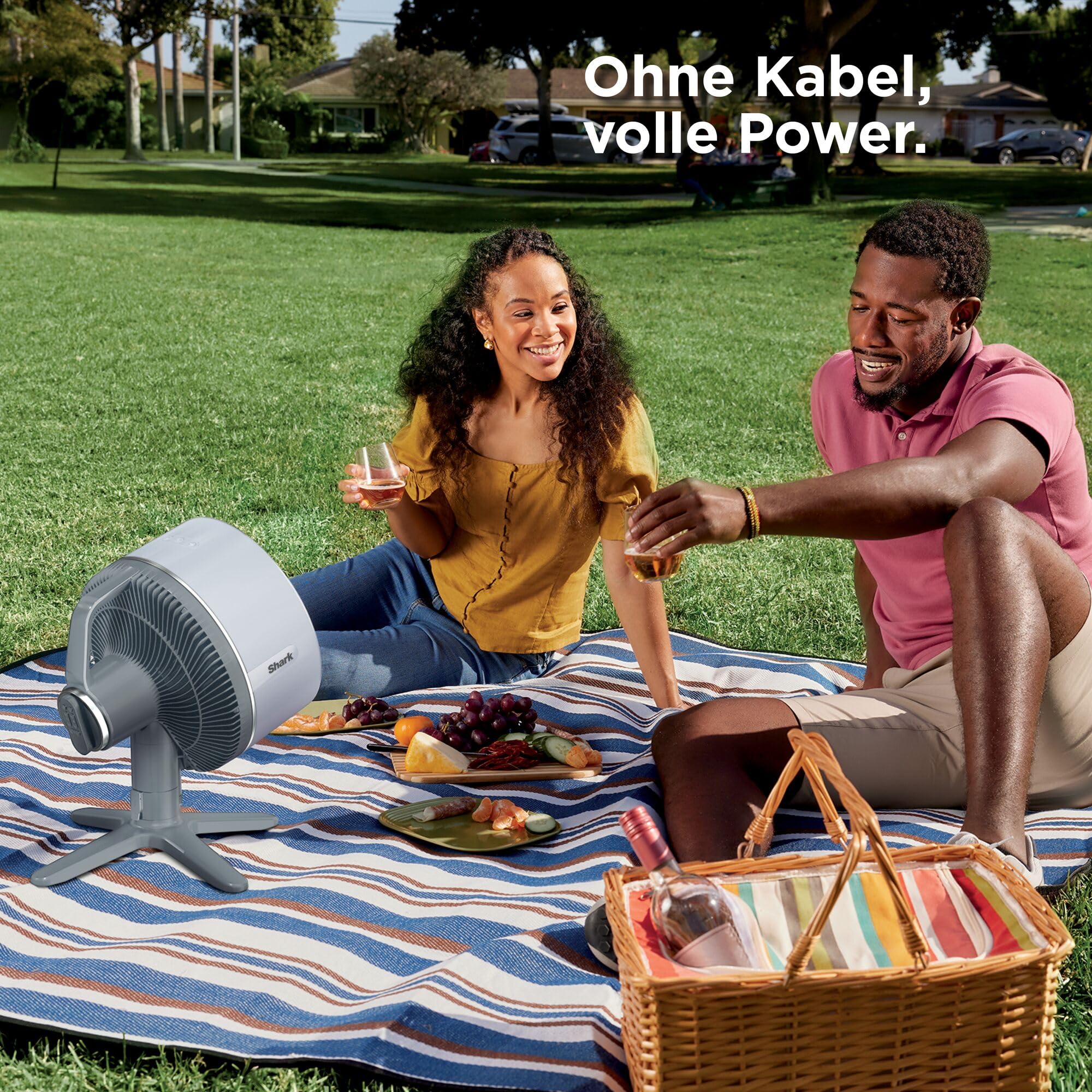 Shark FlexBreeze TableMate Akku-Ventilator, innen & außen, ≤24h Laufzeit, Hochgeschwindigkeits-Kühlung, 20 m Reichweite, leise & langlebig, 5 Geschwindigkeiten, Oszillation, Fernbedienung FA150EU